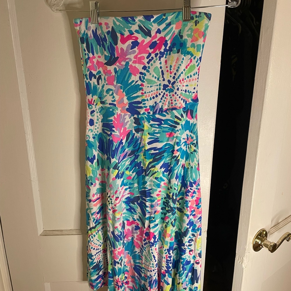LILLY PULITZER Loleta Dress Multi Dive In Strapless XXS - Picture 1 of 4